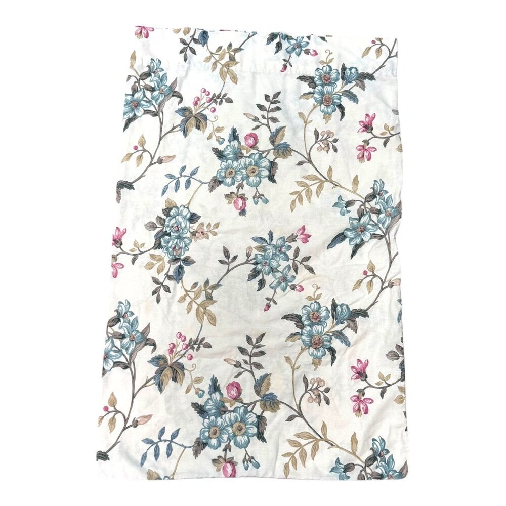 Vtg JCPenney Floral Pillowcase Standard Size Cotton Blue Flowers Summer Spring